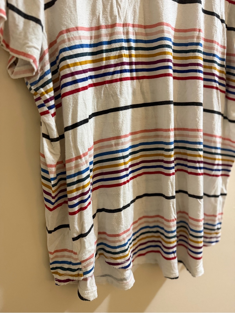 Sonoma White Scoop Neck Tee with Multicolor Stripes - Picture 4 of 7